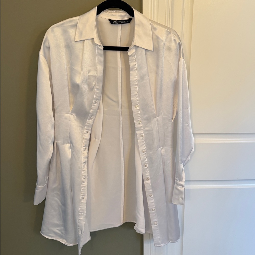 Zara Satin Effect Shirt Dress
